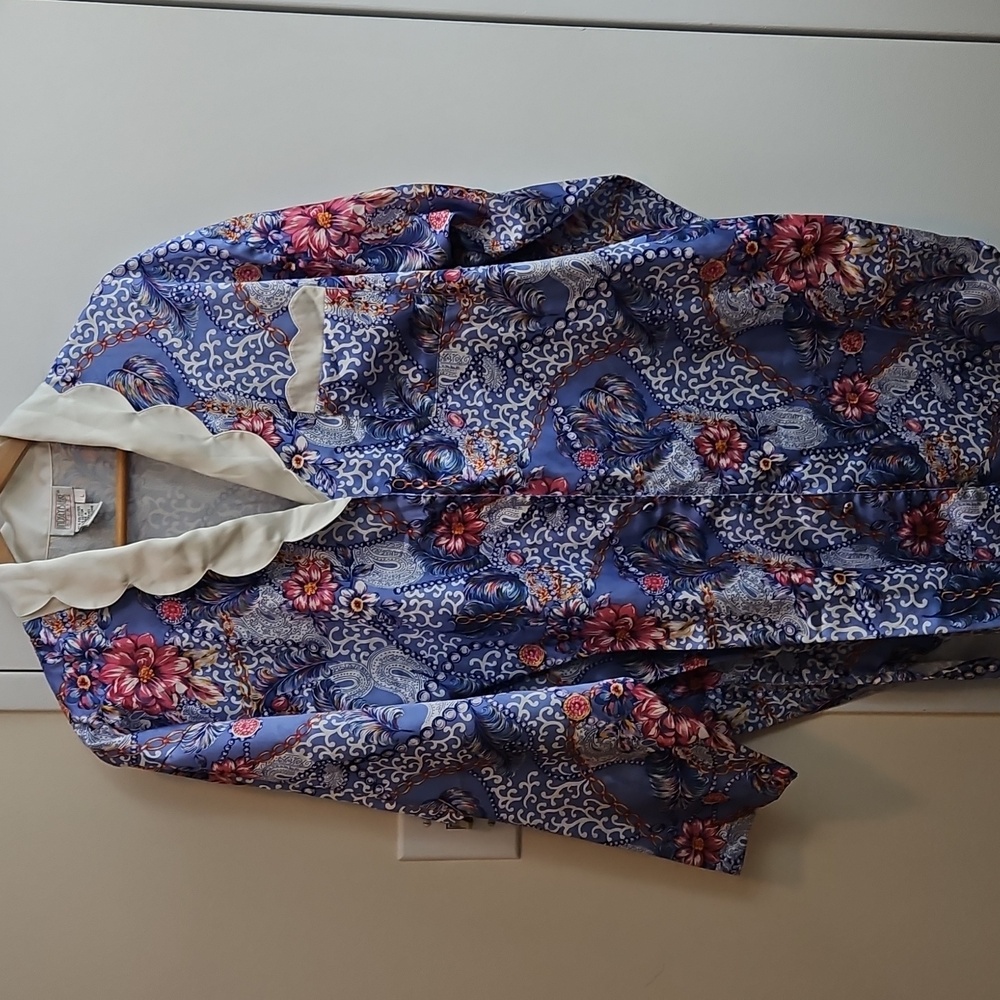 Lindsey Blake Intimate Blue Paisley Floral Sleepshirt Night Shirt Size Large